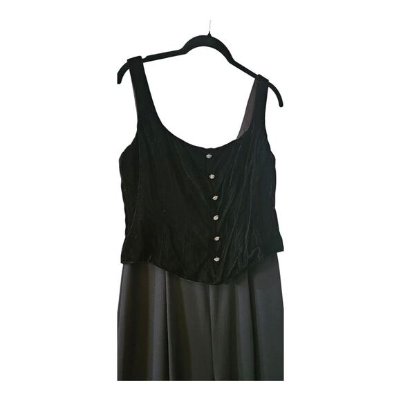 Laundry by Shelli Segal Velvet Jumpsuit SZ 8 Rhinestone Buttons Sleeveless READ - Picture 3 of 11